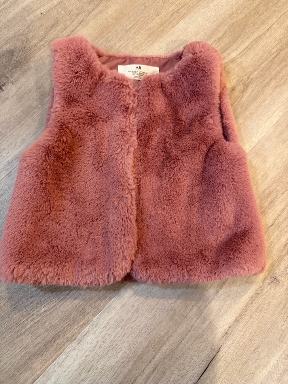 H&M Mauve Pink Girls Faux Fur Vest
